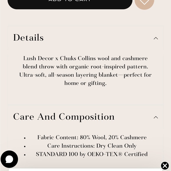 Lush Decor x Chuks Collins Mycelium Dream wool & cashmere blend throw blanket - Picture 5 of 5